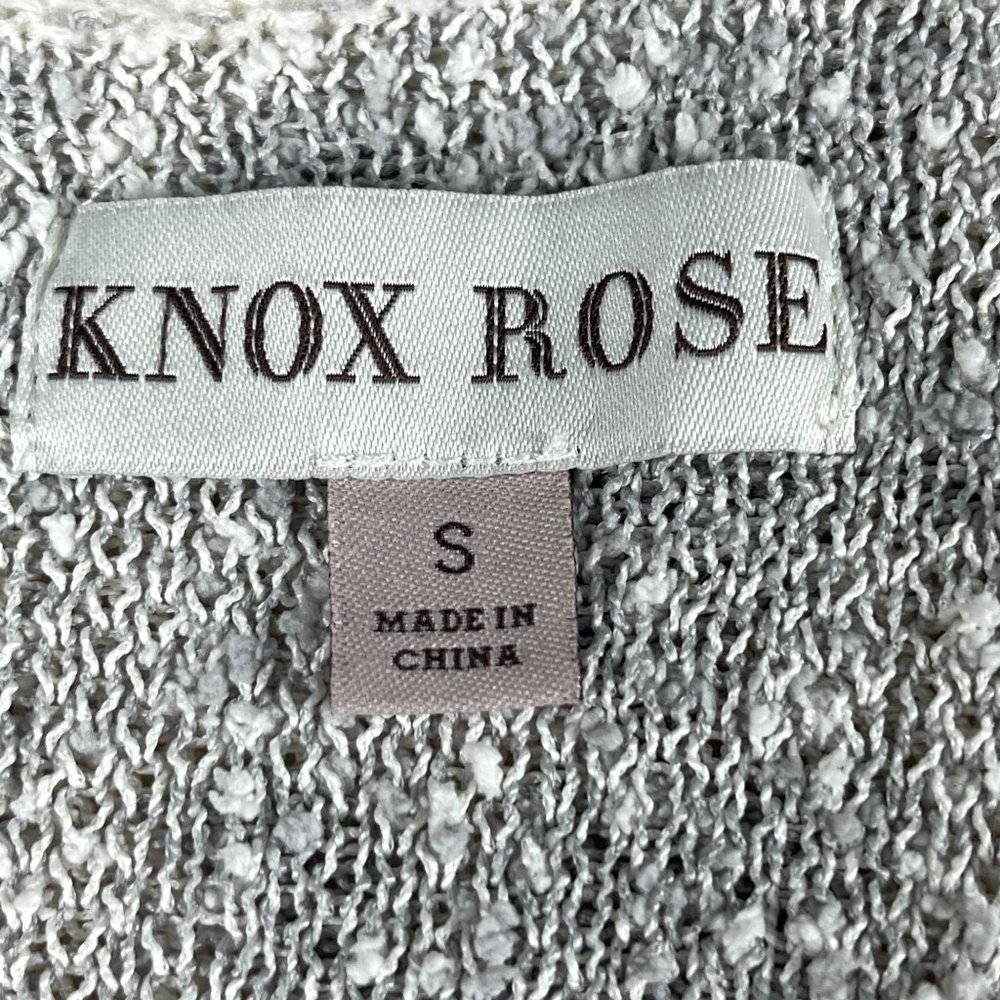 Knox Rose Leopard Print Knit Sweater Womens Size S Off White Gray V Neck Side Sp - Picture 5 of 15